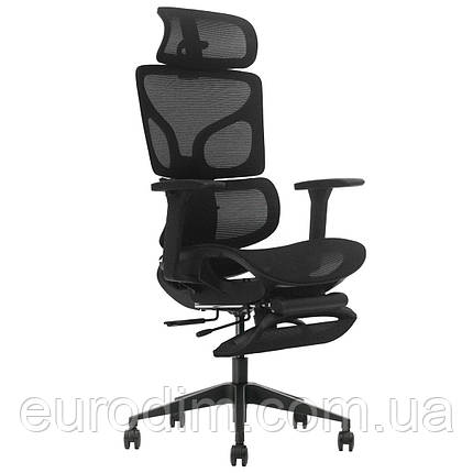 Крісло поворотне MARKUS F чорна сітка/чорний каркас з підставкою для ніг, фото 1