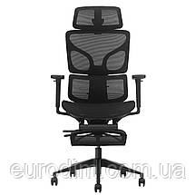 Крісло поворотне MARKUS F чорна сітка/чорний каркас з підставкою для ніг, фото 2