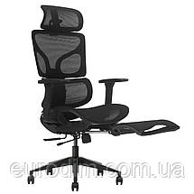 Крісло поворотне MARKUS F чорна сітка/чорний каркас з підставкою для ніг, фото 3