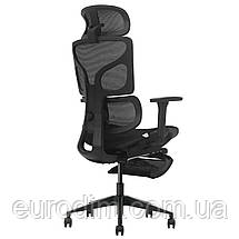 Крісло поворотне MARKUS F чорна сітка/чорний каркас з підставкою для ніг, фото 4