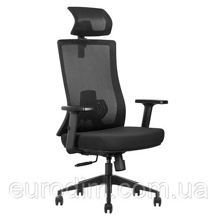 Крісло поворотне LOREN чорна тканина/чорний каркас, фото 1