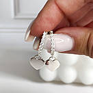 Сережки-підвіски з доріжкою цирконію і підвісним сердечком "Glitter", фото 3