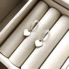 Сережки-підвіски з доріжкою цирконію і підвісним сердечком "Glitter", фото 5