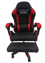 Комп’ютерне геймерське крісло з підставкою для ніг Bonro B-945 червоне з 2 подушками, регулюванням висоти сидіння та нахилу спинки, фото 4