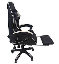 Крісло комп’ютерне / геймерське з підставкою для ніг Bonro B-945 біле з 2 подушками, регулюванням висоти сидіння та нахилу спинки, фото 5