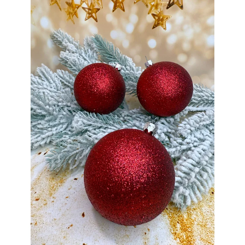 Набір ялинкових куль «Блиск» 80 мм стиль і затишок для вашої ялинки 6 шт Червоний