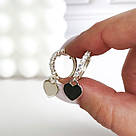 Сережки-підвіски з доріжкою цирконію і підвісним сердечком "Glitter", фото 4