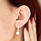 Сережки-підвіски з доріжкою цирконію і підвісним сердечком "Glitter", фото 8