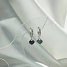 Сережки-підвіски з доріжкою цирконію і підвісним сердечком "Glitter", фото 2