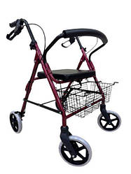 FS965LH - ходунки на 4 колесах з ручним гальмом знімним кошиком і відкидним сидінням