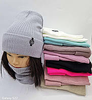 Оптом Дитячі шапки з бафом зимові подвійні р 8-15 років