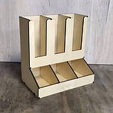 Дерев'яний органайзер з відсіками для паперових стаканчиків 33х20х34см 5мм, фото 2