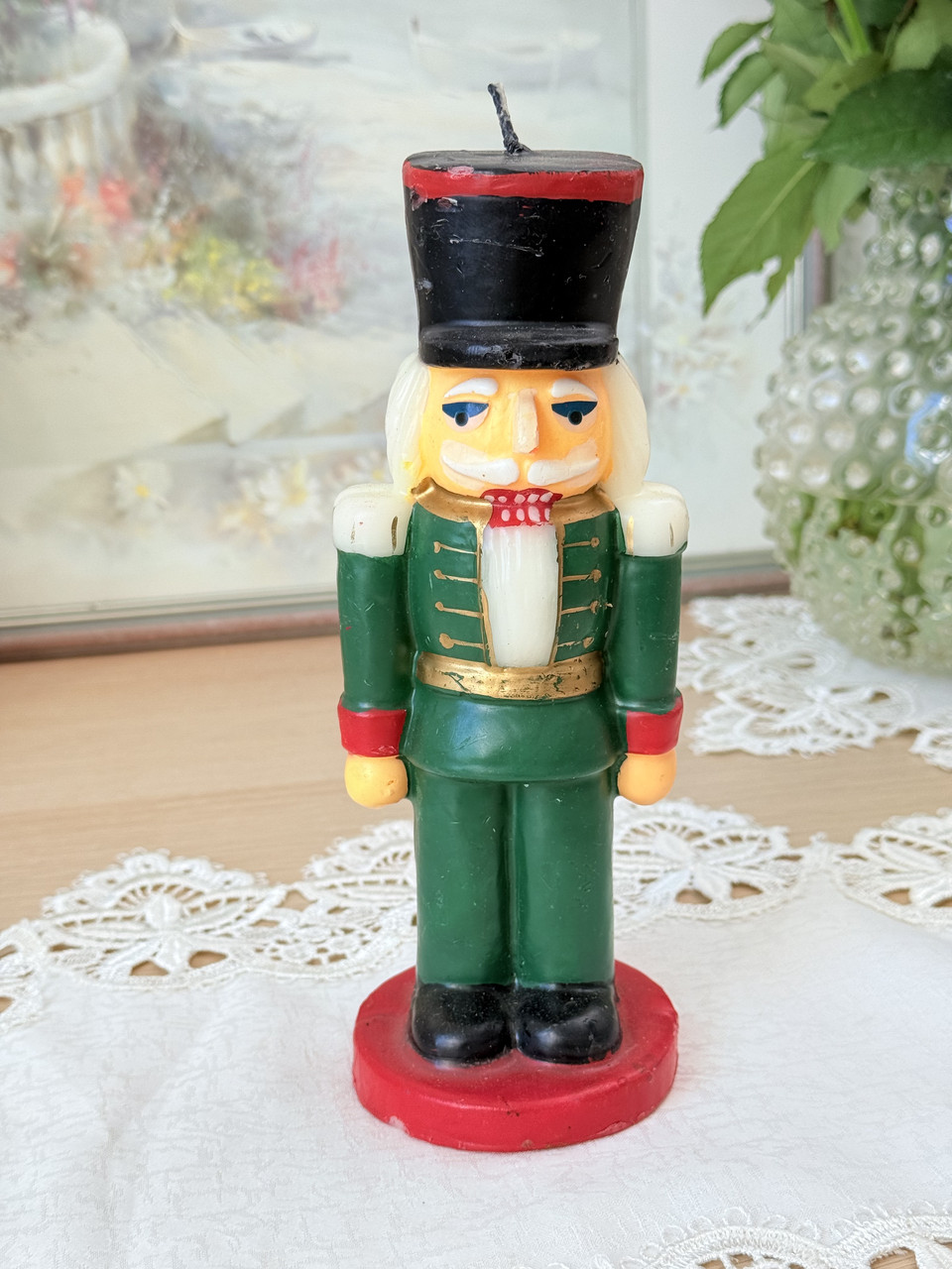 Вінтажна німецька свічка у формі солдата — лускунчика, дощовильний декор, Германия, фото 1