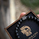 Браслет чоловічий із натурального каменю WARLORD чорний, фото 5