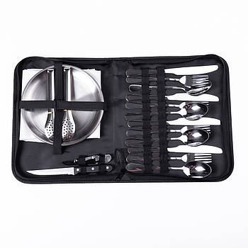 Набір посуду для пікніка на 4 особи 24 предмети Сріблястий HP-21-1