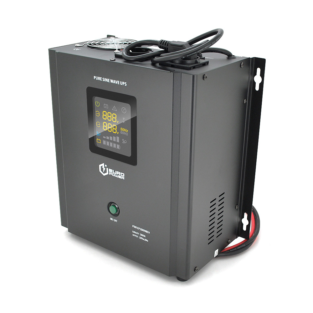 ДБЖ з правильною синусоїдою Europower PSW-EP2000WM24 (1400 Вт)20А, настінний, під зовнішню АКБ 24В, Q1 9,7 кг (300х335х170)