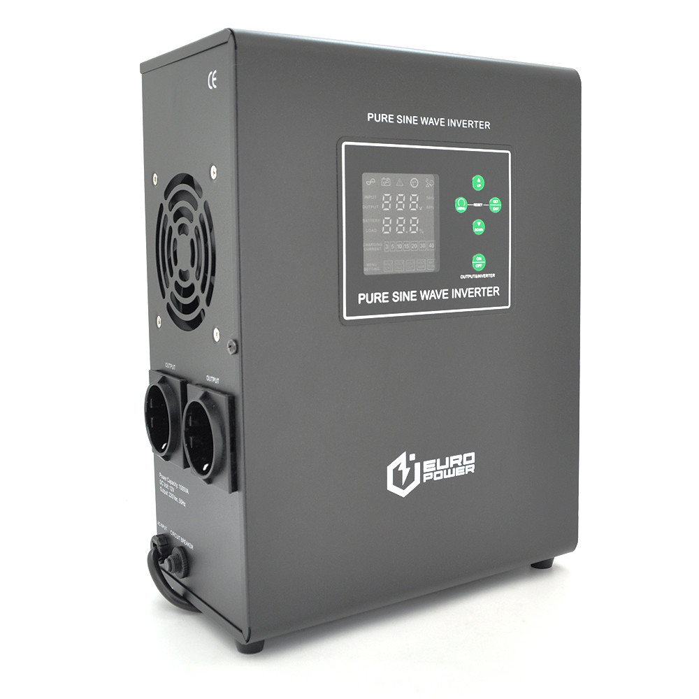 ДБЖ з правильною синусоїдою Europower EPWM-MPS-1000/12 (700 Вт) 5/10/15/20А, під зовнішню АКБ 12В (AGM/GEL/LFP), кріплення на