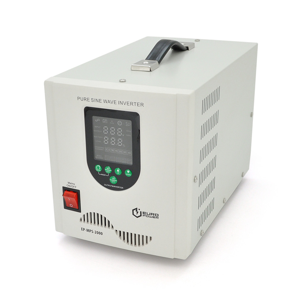 ДБЖ з правильною синусоїдою Europower EP-MPS-2000/24 (1400 Вт) 5/10/15/20А, під зовнішню АКБ 24 В (AGM/GEL/LFP ), Q1 (390*245*275)