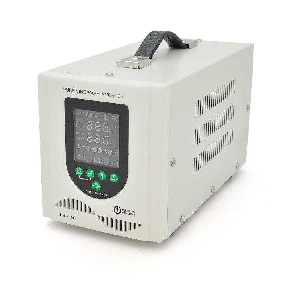 ИБП с правильной синусоидой Europower EP-MPS-1000/12 (700 Вт) 5/10/15/20А, под внешнюю АКБ 12В (AGM/GEL/LFP ) , Q2 (350*230*190)