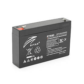 Акумуляторна батарея AGM RITAR RT680, Black Case, 6 V 8 Ah (151х34х94 (100)), 1.2kg Q10