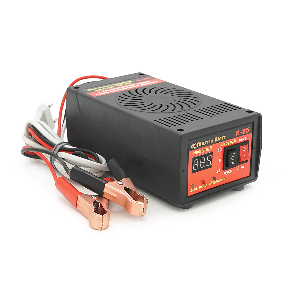 Автоматическое ЗУ для аккумулятора MW-AZU12-25A 12V (30-300Ah) (MF,WET,AGM,GEL,CA/CA), 160-240V, Мах ток заряда 25А, напряжение