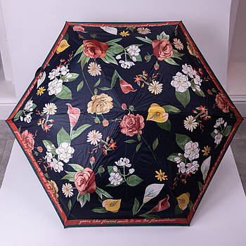 Парасолька механічна елегантна з принтом міцна надійна з поліестеру діаметр 99 см Чорний HP-23-15B