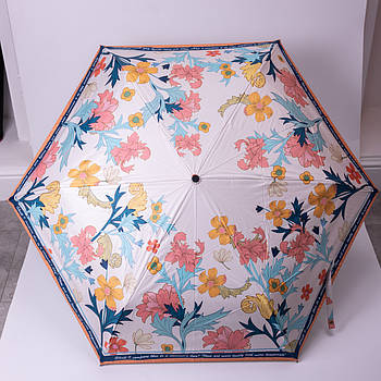 Парасолька механічна елегантна з принтом міцна надійна з поліестеру діаметр 99 см Помаранчевий HP-23-15O