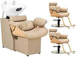 Перукарський комплект Ankara Black: мийка з керамічною чашею та 2 крісла