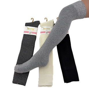 Жіночі вовняні гольфи за коліно Золото, однотонні,теплі, широка резинка, розмір 37–41, 5 пар/уп.