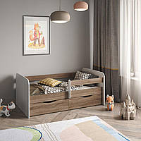 Ліжко дитяче, вікова категорія від 3х до 12 років, розмір сп. місця 1600х800мм, Дуб сонома трюфель/ Німфея альба