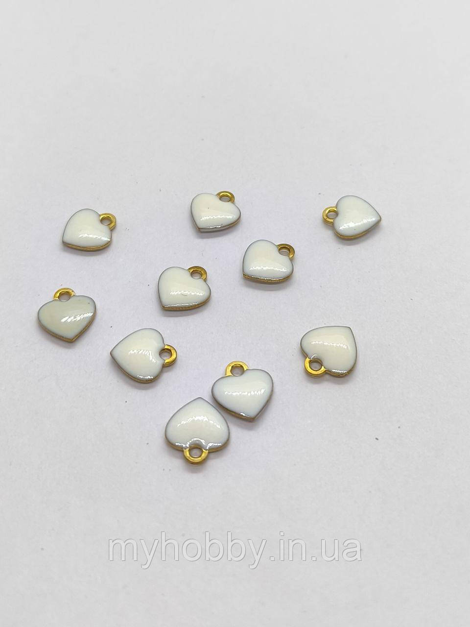 Підвіска Серце з емаллю Біле 18К 10*9мм -1шт, фото 1