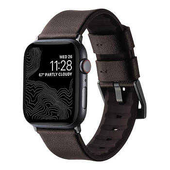 Ремінець для Apple Watch Leather+Silicone 42/44/45/49 mm Coffe Black