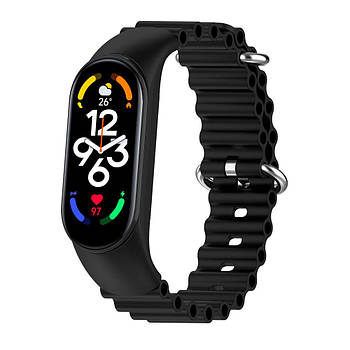 Ремінець для Xiaomi Mi Band 3/4/5/6/7 Ocean Band Black