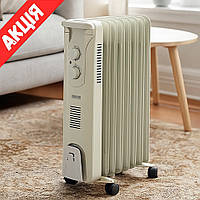 Масляный обогреватель Nikura 34858 Радиатор с тепловентилятором для дома Теплообогреватель электрический 9 секций 2000 Вт