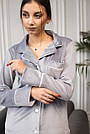 Домашній костюм Піжама жіноча ВЕЛЮРОВА на гудзиках сорочка і штани СІРИЙ BRAND 200214, фото 5