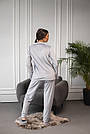 Домашній костюм Піжама жіноча ВЕЛЮРОВА на гудзиках сорочка і штани СІРИЙ BRAND 200214, фото 7