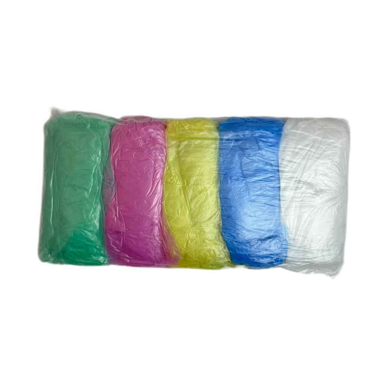 Бахіли поліетиленові, 3 грама (13 мкм), 40*14 см, різнокольорові мікс, 100 шт (50 пар), фото 1