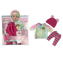 Одяг для пупса YLC 43 F шубка, штанці, шапочка, підгузок, пустушка, для ляльок зростом 30-35 см, в пакеті