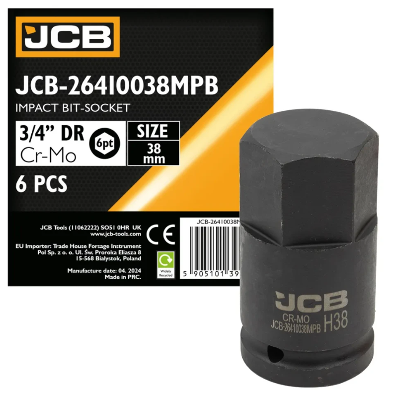 Головка-біта ударна HEX 3/4" 38 мм JCB Tools JCB-26410038MPB, фото 1