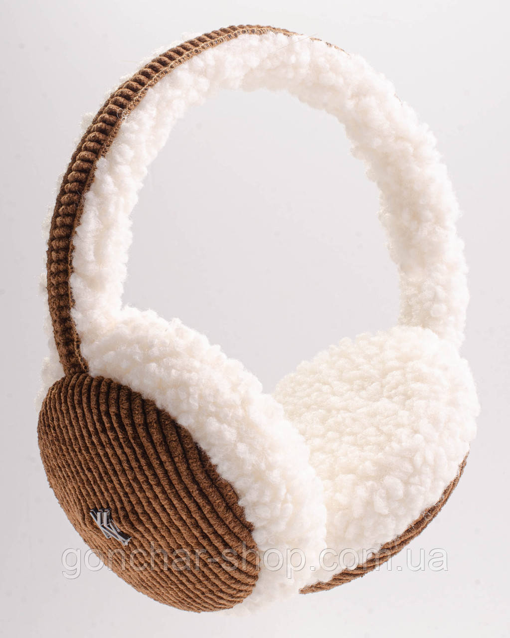 Теплі навушники KENT&AVER Teddy вельвет хутряні молоко, фото 1