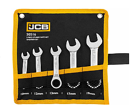 Набір комбінованих коротких з тріскачкою ключів 5 предметів в чохлі (10-19 мм) JCB Tools JCB-50516