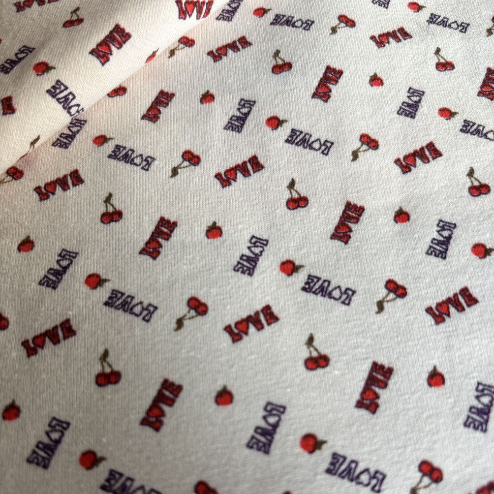 Кулір стрейч тканина трикотажна пенье набивання  рулон вишеньки, фото 1