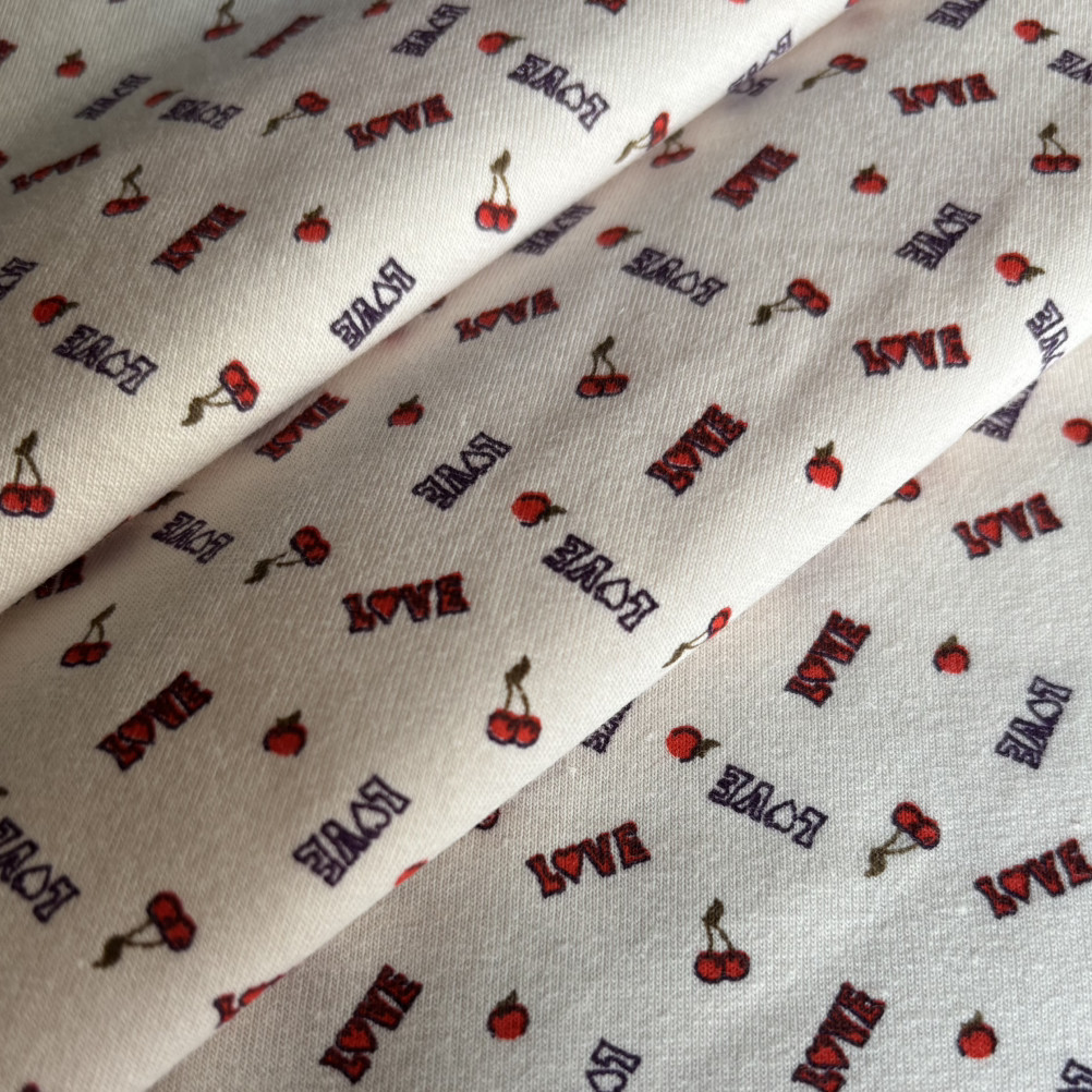 Кулір стрейч трикотажний преміум якості з принтом вишеньки, фото 1