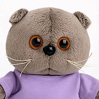 М’яка іграшка Кіт Басик 24 см у фіолетовій футболці — плюшевий вислоухий котик, арт. 98755-92, фото 6