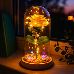 Троянда в колбі з підсвічуванням на батарейках, 22х11, 5см, Біла / Квітка в колбі / Вічна троянда / Подарунок дівчині