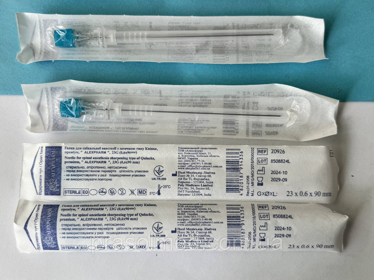 Голка для спінальної анестезії з вістрям типу Квінке,преміум, "ALEXPHARM" 23G (0.60*90мм), фото 1