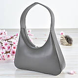 Жіноча сумка багет на плече графіт маленька сумочка з екошкіри, фото 4