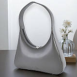 Жіноча сумка багет на плече графіт маленька сумочка з екошкіри, фото 2