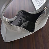 Жіноча сумка багет на плече графіт маленька сумочка з екошкіри, фото 6
