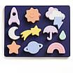 Дитяча розвивальна гумова дошка космос за формами Іграшка сортер з 12 фігурами штампи для малюків, фото 3